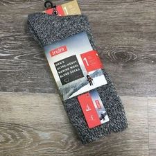 NEW TRU FIT Long Crew Gray Ultra-Heavy Merino Wool Blend Socks Men's Size 10-15