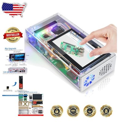 Raspberry Pi 5 Enclosure: 128GB SSD, 4.3'' Touchscreen, RGB Lights, Camera
