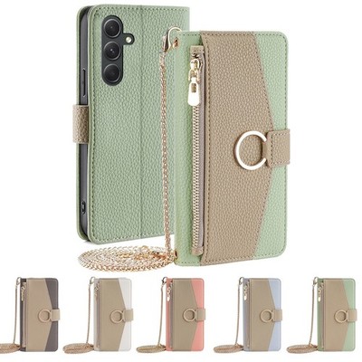 For Samsung Galaxy A37 A56 A36 A26 A16 Crossbody Chain Card Wallet Flip Case