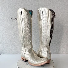 Lane LEXINGTON Knee High Womens Cowboy Boots 7.5 Gold Western Cowgirl Lace Up