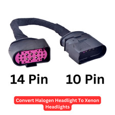 For VW Audi 10 Pin plug Halogen To 14 Pin Plug Xenon Headlight Harness Adapter