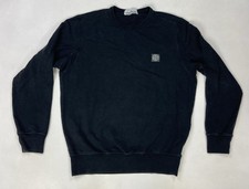 Stone Island Logo Patch Crewneck Sweatshirt Men Medium Black Lightweight