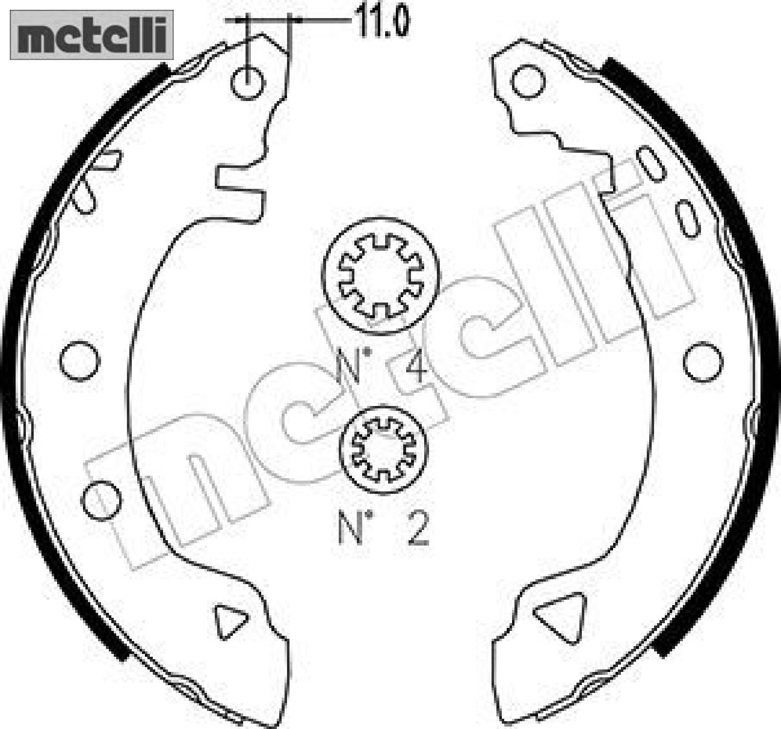 metelli 53-0002 Bremsbackensatz 4 Bremsbacken Trommelbremse