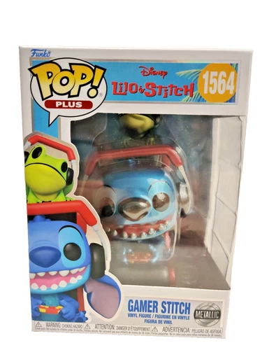 Funko Pop! PLUS Disney Lilo & Stitch Gamer Stitch #1564 Metallic With Protector