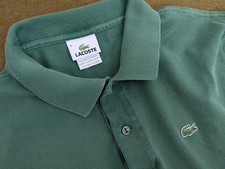 Lacoste Mens size 6 US L Dark Green Solid Pique Short Sleeve Polo Shirt