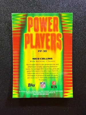 2025 Topps Chrome Football Nico Collins Power Players PP-30 Texans