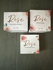 MAYICIVO Happy Birthday Rose Scented Candle, Rose Scented Bar Soap, Bath Bomb