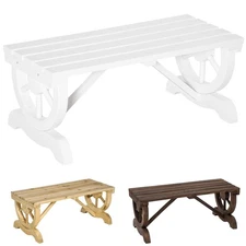 Outsunny 2-Person Wood Outdoor Garden Bench w/ Wagon Wheel Leg Design