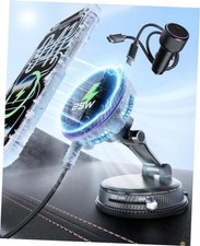 25W Wireless Car Charger Mount with RGB Light, Magnetic Car Phone Holder with