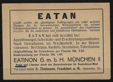 E076) Deutsches Reich Ganzsache Werbung EATAN AMINOS&Auml;UREN EATINON GMBH M&Uuml;NCHEN