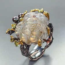 Handmade 13 ct+ Natural Labradorite Ring 925 Sterling Silver Size 9 /R462794