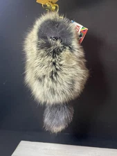 Soft Real Fur Keychain Fox With Attached Tail -Squeaks When Shaken- Korea