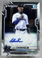 Jazz Chisholm Rookie On Card Auto 2021 Bowman Chrome RC #CRA-JC Marlins Yankees