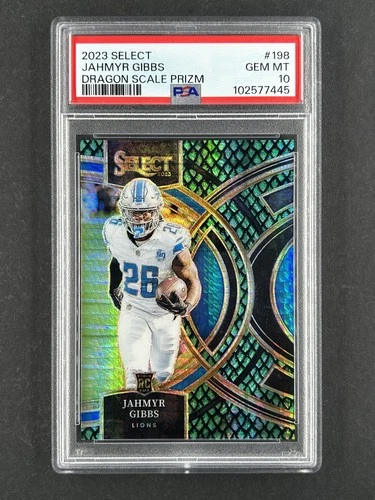 2023 Panini Select - Premier Level Jahmyr Gibbs #198 Dragon Scale Prizm /70 (RC)