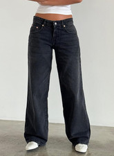 Unbranded Women High Waist Baggy Denim Wide Leg Straight Jeans - M