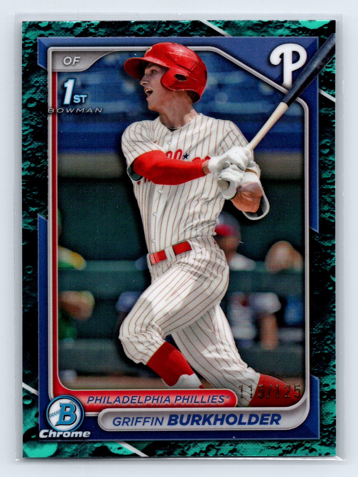 Griffin Burkholder 1st 2024 Bowman Draft Chrome Aqua Lunar Refractor /125