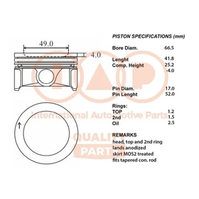 IAP QUALITY PARTS 100-00110 Kolben für SMART CITY-COUPE (450) FORTWO Coupe (450)
