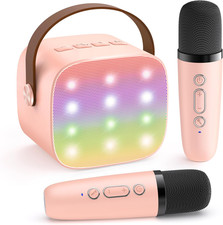 Mini Karaoke Machine for Kids Adults, Portable Bluetooth Speaker with 2 Wireless