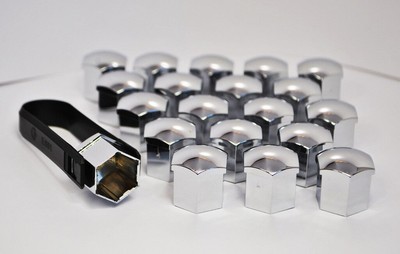 19mm Leichtmetall Radmuttern/Bolzen Bezüge/Kappen (Chrom)