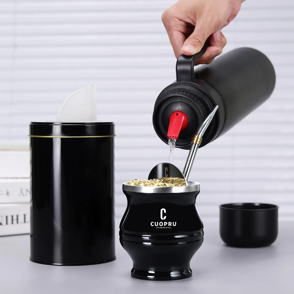 Kit de yerba mate con calabaza, botella aislante, bombilla y juego de limpieza Foto 2 de 4