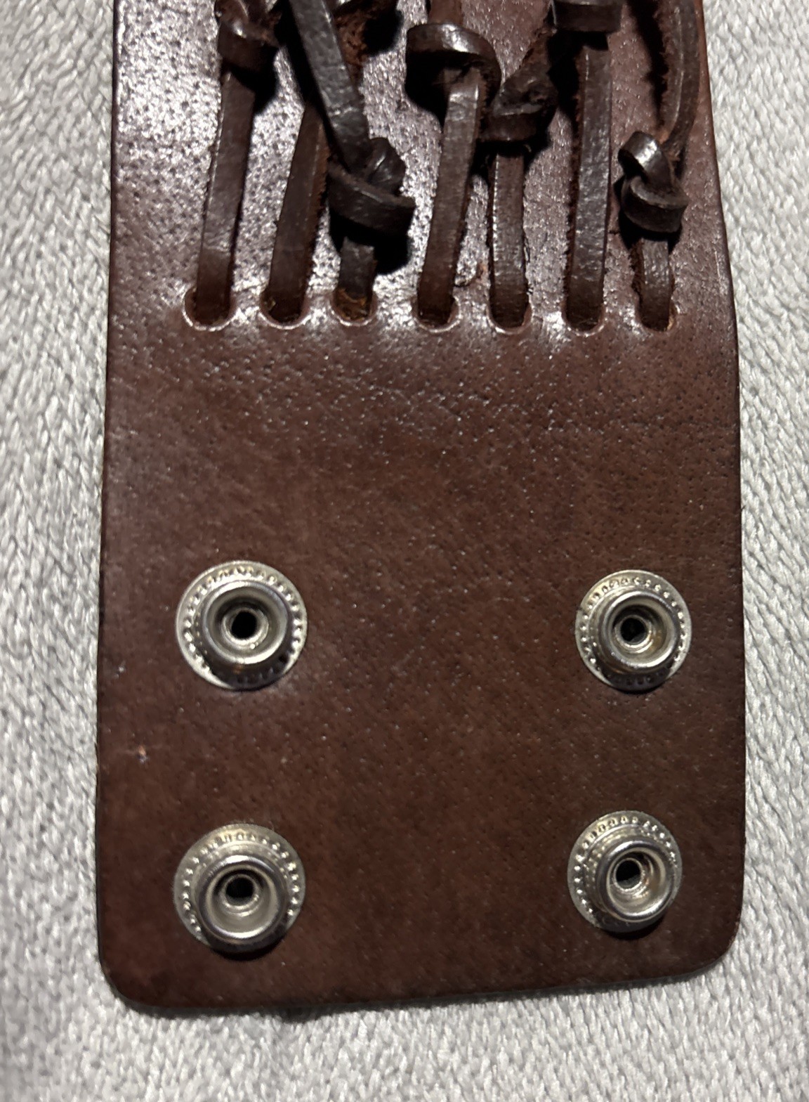 Brown Leather Snap Button Bracelet Intertwined Br… - image 4