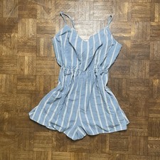 New Look playsuit women’s UK Large blue white striped romper tie back summer