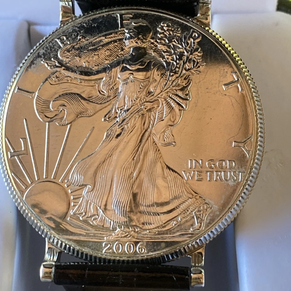 Croton 2006 Reloj Dólar Plata Movimiento Cuarzo Con Estuche Una Batería Nueva Foto 3 de 4