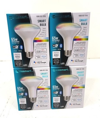 LOT OF 4 Ecosmart 65W Equiv Smart BR30 Color Changing LD Flood light bulb