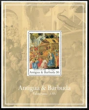 Antigua 1991 - Christmas Art - Souvenir Stamp Sheet - Scott #1511 - MNH