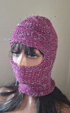 Knit Balaclava   Ski Mask Beanie   Purple Y2K Avant Garde Unisex