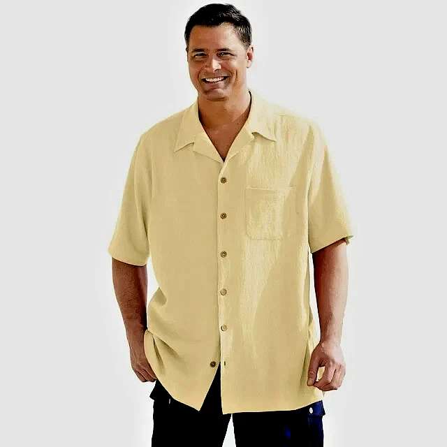 *KING SIZE*(KS ISLAND) MENS 3XL {BIG} GAUZE SHIRT IN "NATURAL" NEW/{RARE/DISC}
