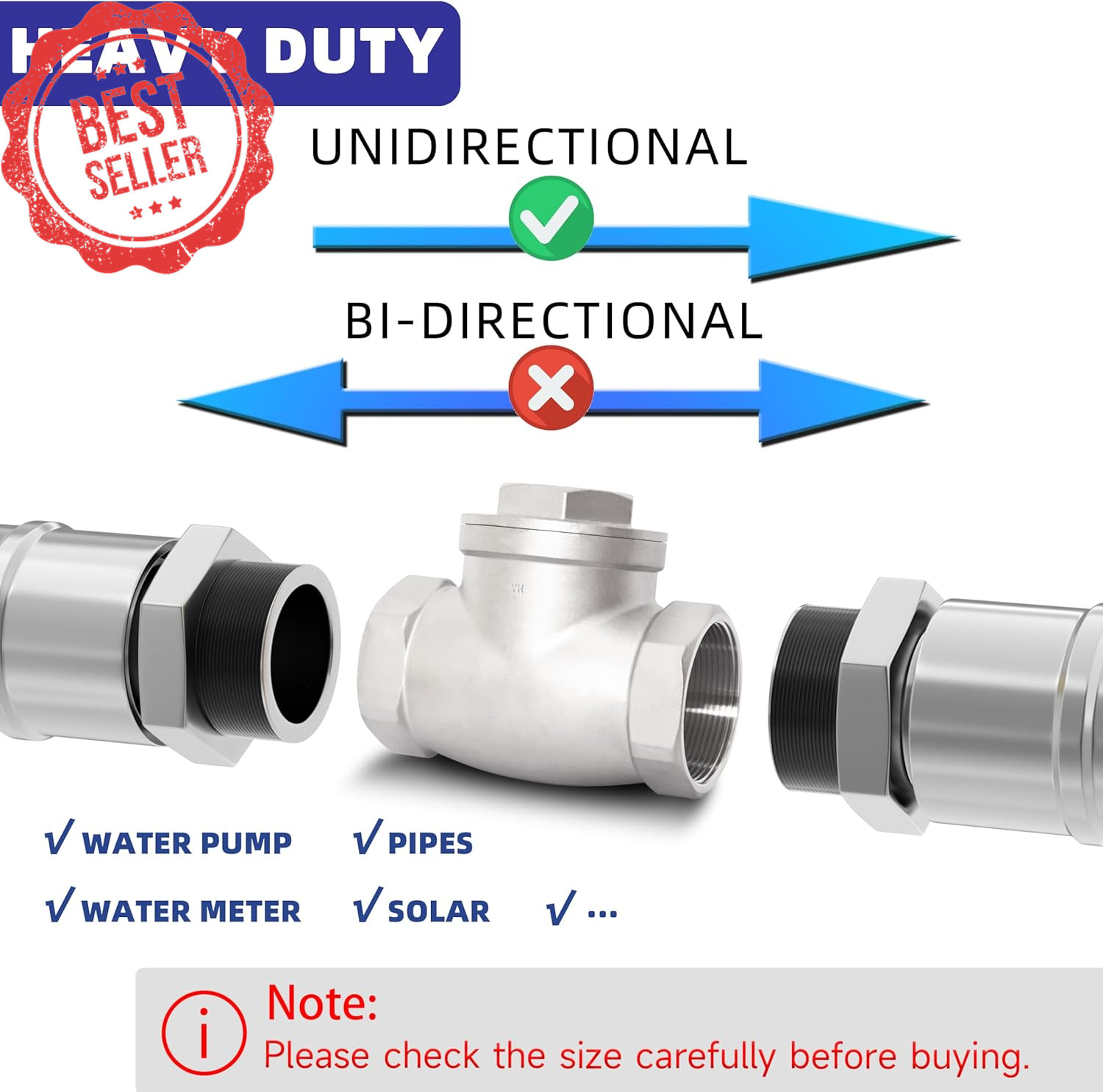 3" NPT Stainless Steel Horizontal Swing Check Valve Oil Water Gas Air DN80