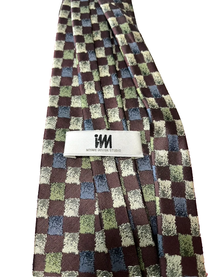 Issey Miyake 100 % Seide Krawatte Block Karomuster Designer Japan Ausgezeichnet - Bild 2 von 4