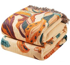 Ffdshc Fall Boho Throw Blanket for Bed 80"x90" 100 Cotton Boho Throws for Couch
