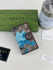 Gucci Supreme Long Bi-Fold Wallet With Logo Leather Trim