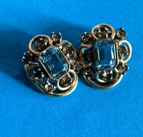 Boucles D'oreilles Anciennes Puces - Plaqué Or Jaune, Fermoir Clous, Vintage