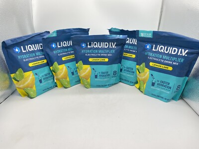 Liquid IV Hydration Multiplier  Limon-Lime 5 Packs of 16 Each - 80 Total Sticks