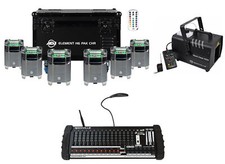American DJ Element H6 Pak Chr 6 RGBAW UV Wireless DMX Lights Control Hazer