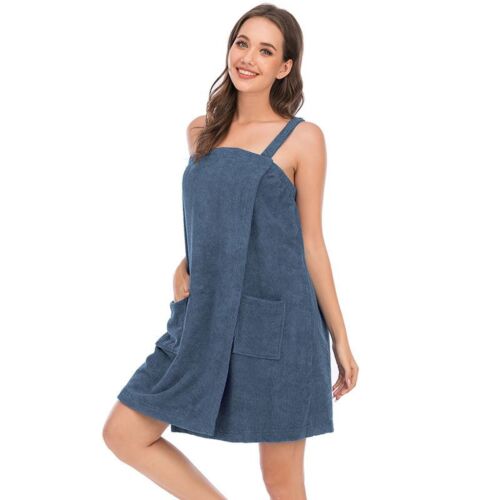 Women's Terry Cloth Towel Wrap Tank After Shower Dress Bath Spa Cozy Shower Robe - Picture 60 of 73
