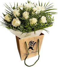 Pure Delight White Roses Bouquet &ndash; Fresh Cut Flowers for Easter, Birthdays, Anni