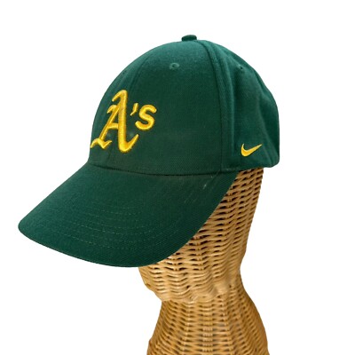 Rare Nike Oakland A's Green/Yellow Hat Baseball Cap Wool Blend