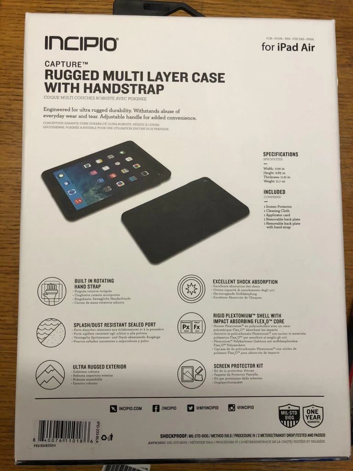 ipad air 1 incipio capture with rotating rugged black case with protector kit - Image 4 of 4