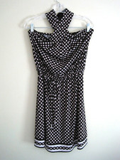 MICHAEL KORS Dress Neck Keyhole Wrap Belt Stretch Black Pink Women Size M