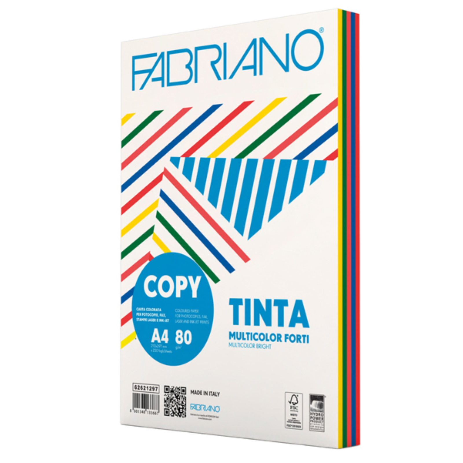 CARTA COPY TINTA MULTICOLOR - A4 - 80 GR - MIX 5 COLORI FORTI - FABRIANO
