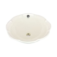 Rok Orchid Round Shaped Bathroom Vessel Sink, 17-1/2" Diameter Ivory Porcelain