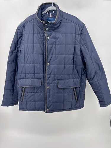 COLE HAAN Signature Box Quilted Men's Puffer Coat Winter Jacket Navy Blue XL - Picture 3 of 16