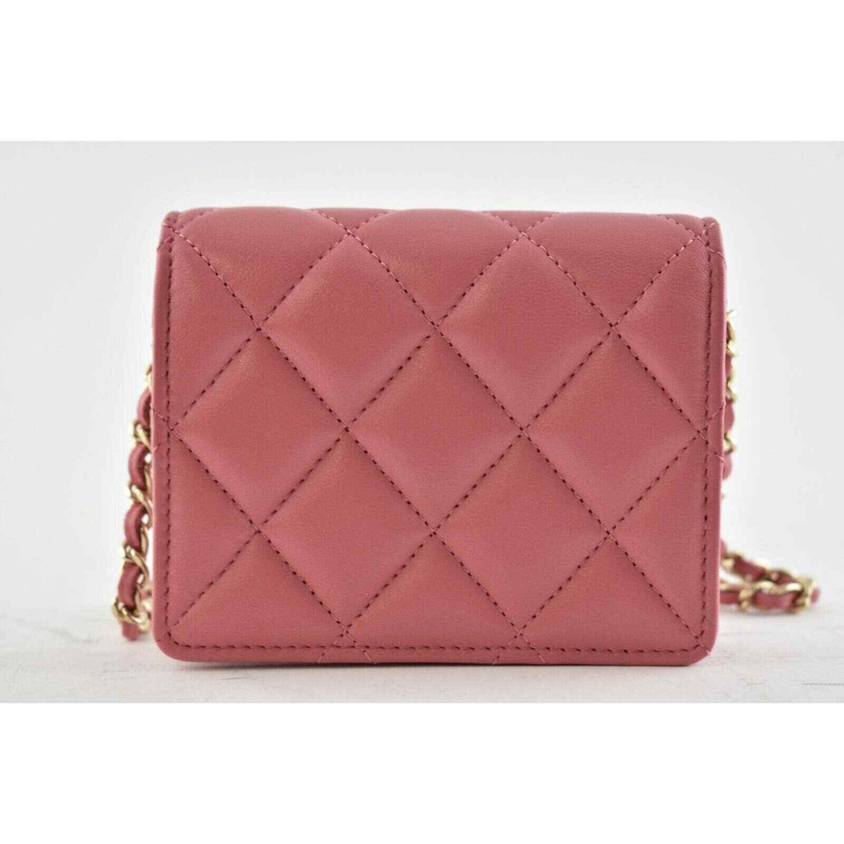 Chanel 21A Mini Wallet On Chain Pink Lambskin Gold Card Shoulder