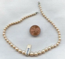 3 VINTAGE JAPAN CULTURA PEARL GLASS GRADUATED BEADED 11" TIPPED SECTIONS  D281