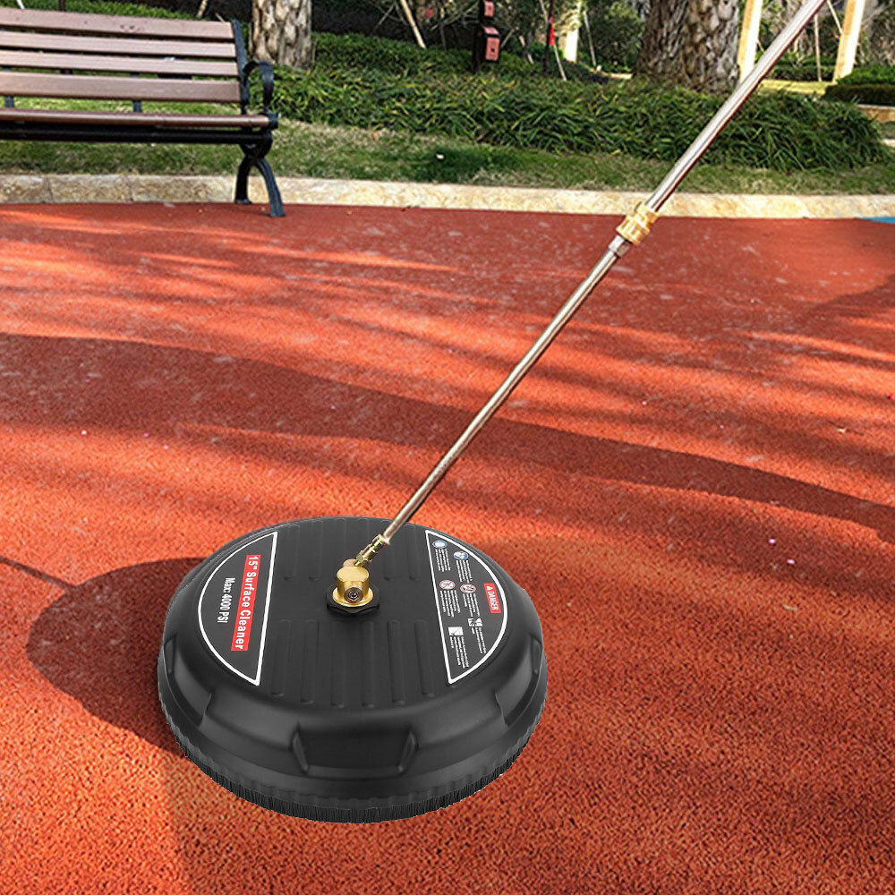 15-Inch Pressure Washer Surface Cleaner With 2 Extension Wands – 4000 PSI, 1800 RPM, 1/4-Inch Quick Plug