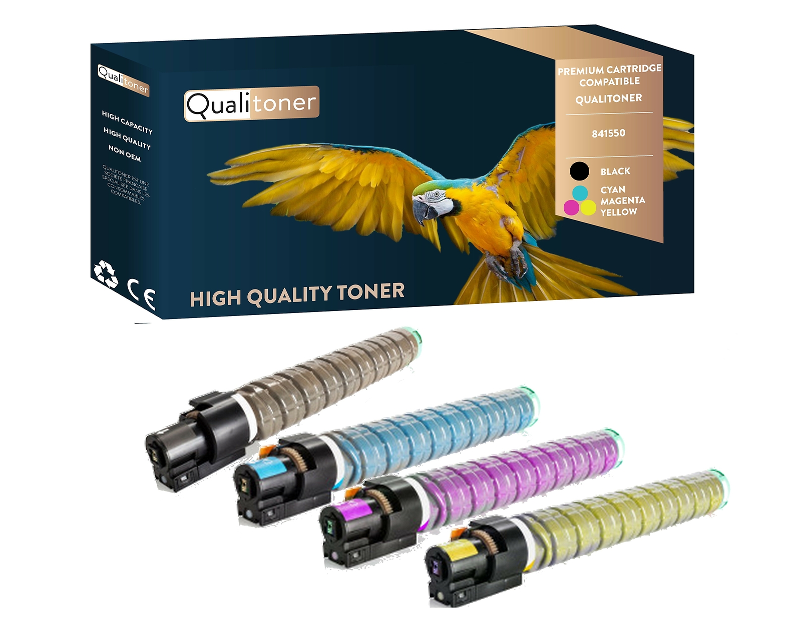 Toner RICOH AFICIO 841550 pour remplacer le kit quatre couleurs QUALITONER épuisé